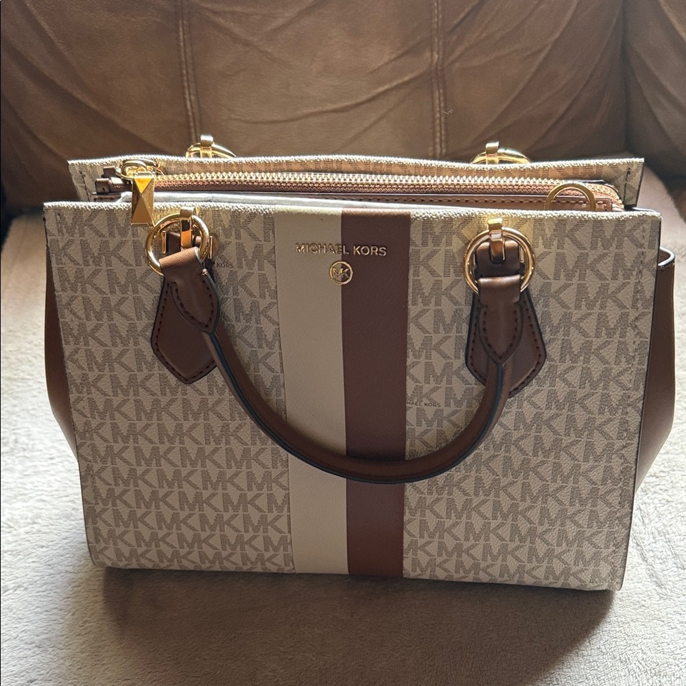 Michael Kors Tan and Brown Satchel